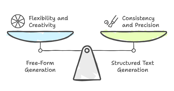 Outlines: Structured Text Generation for LLM Applications - Freeform vs structured text generation